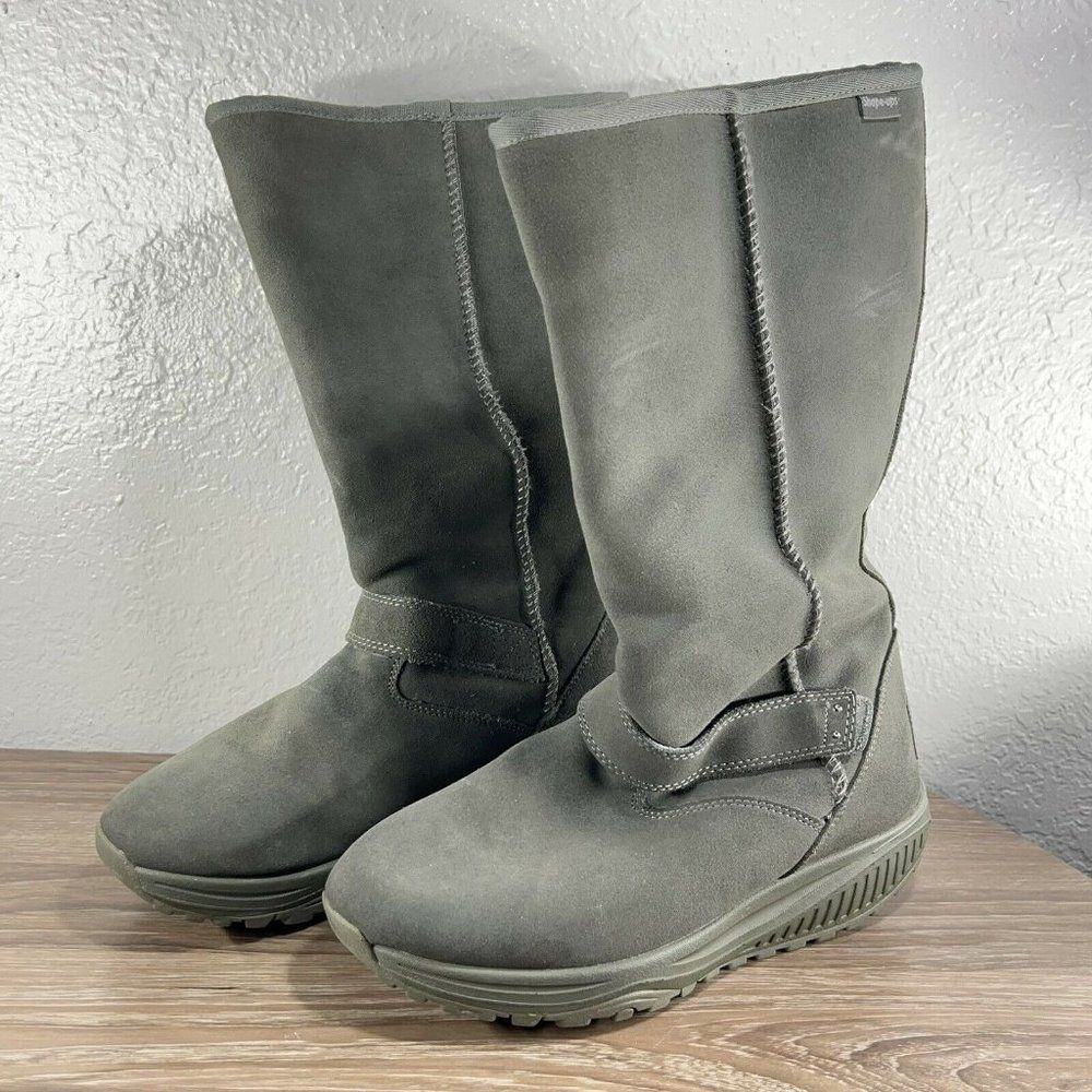 Women's Sketchers Shape Ups Toning Boots Green Suede Sz 9 Shearling Line 24857 - Picture 1 of 7
